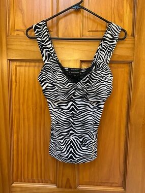 White House Black Market Black and White Zebra-Print Camisole